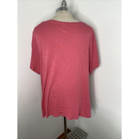 J JIll Pink T- Shirt Women's 4X Tunic Top V Neck Short Sleeve Pima Cotton - Picture 4 of 5